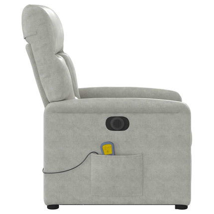 massagestol med løftefunktion mikrofiberstof lysegrå