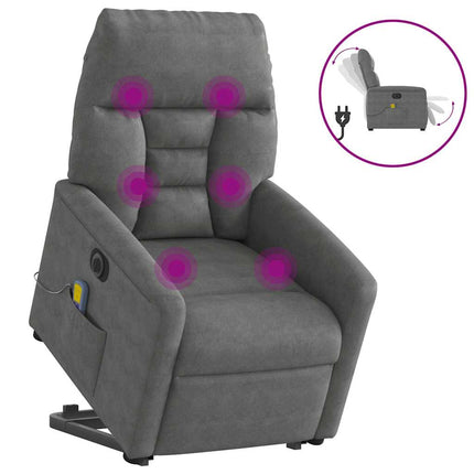 massagestol med løftefunktion mikrofiberstof mørkegrå