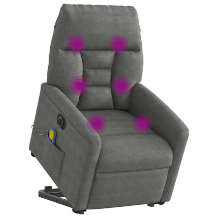 massagestol med løftefunktion mikrofiberstof mørkegrå