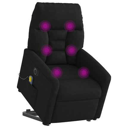 massagestol med løftefunktion mikrofiberstof sort