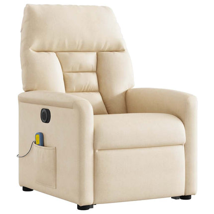 massagestol med løftefunktion mikrofiberstof beige