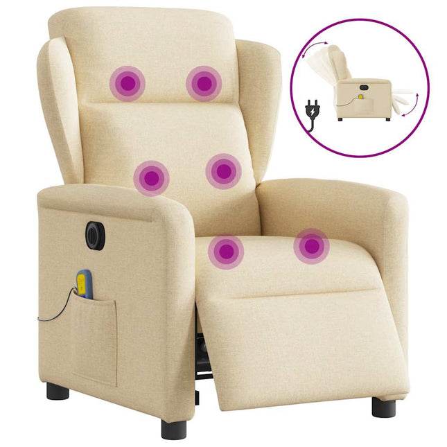 eldrevet massagestol stof cremefarvet