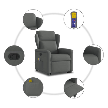løftestol med massagefunktion stof mørkegrå