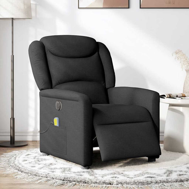eldrevet massagestol stof sort