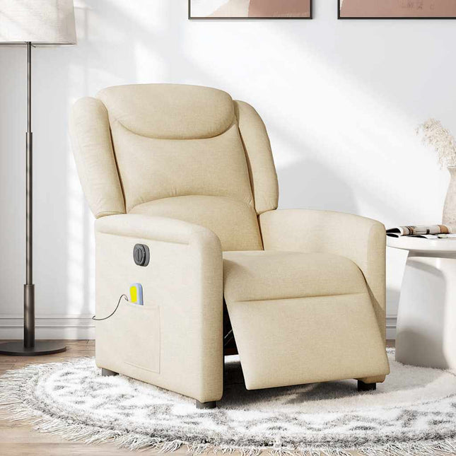 eldrevet massagestol stof cremefarvet