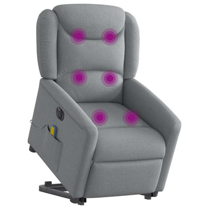 elektrisk massagestol med løftefunktion stof lysegrå