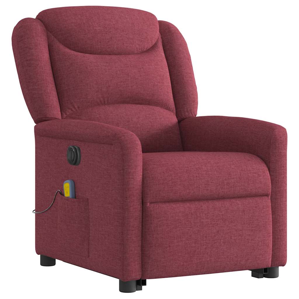 elektrisk massagestol med løftefunktion stof vinrød