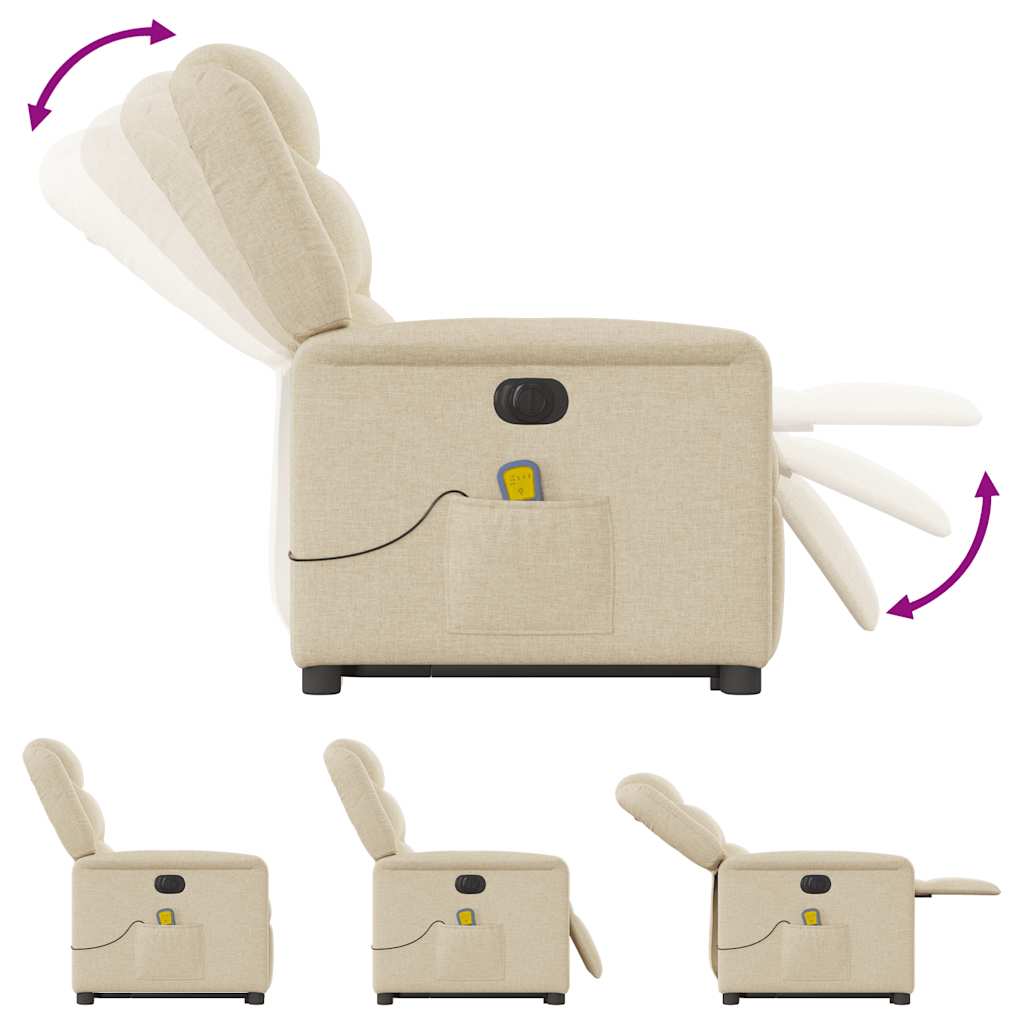 elektrisk massagestol med løftefunktion cremefarvet