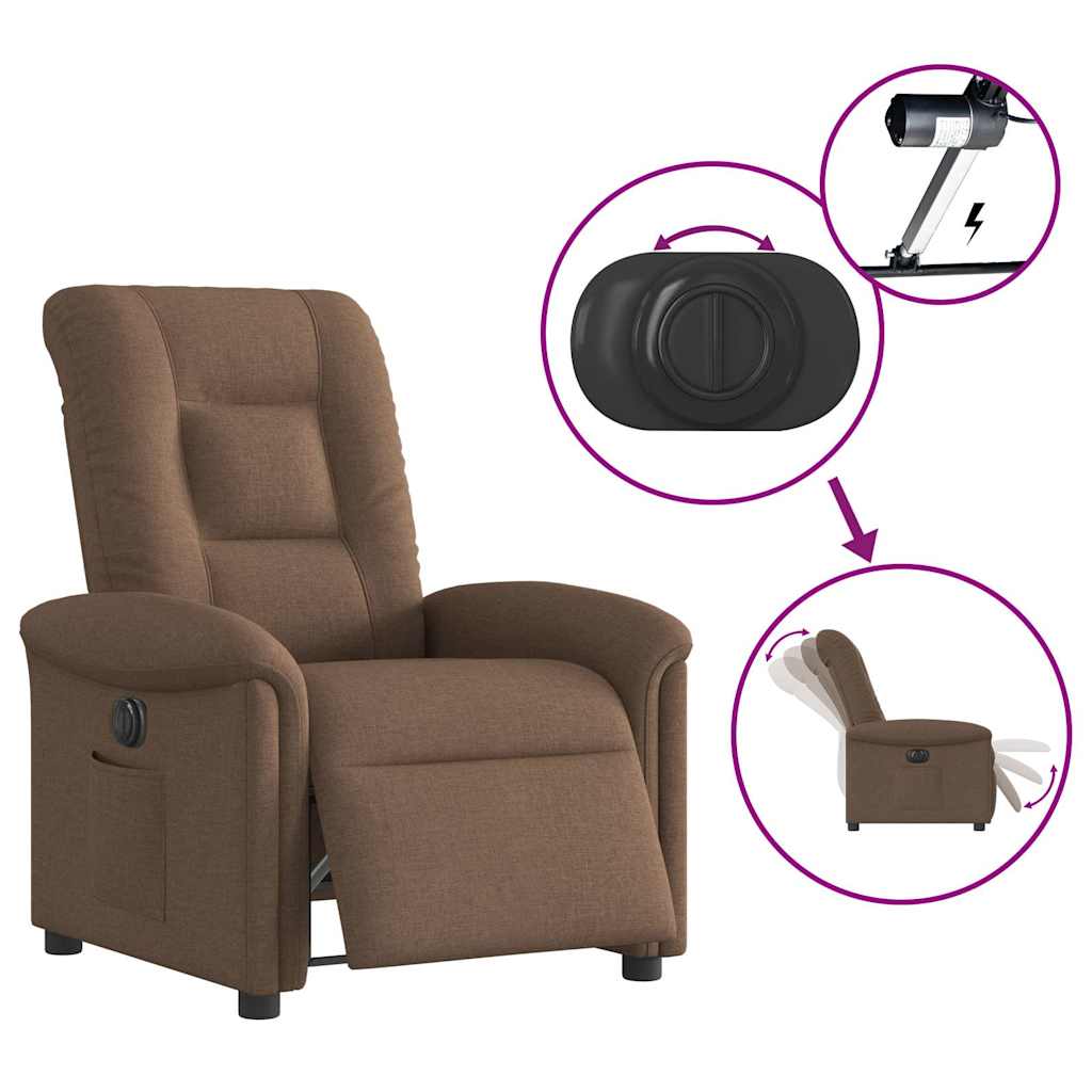 eldrevet lænestol stof brun