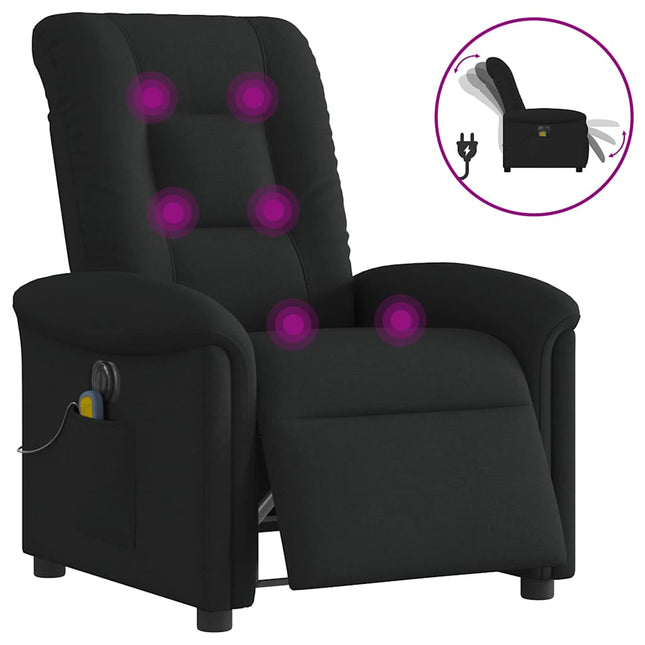 eldrevet massagestol stof sort