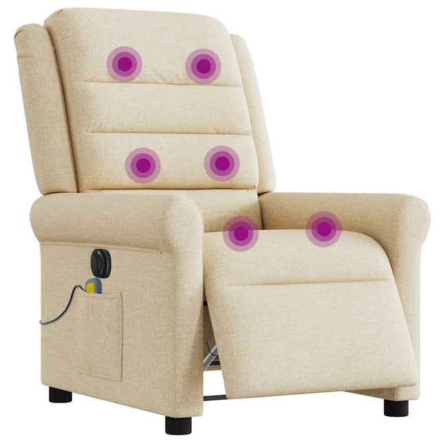 eldrevet massagestol stof cremefarvet