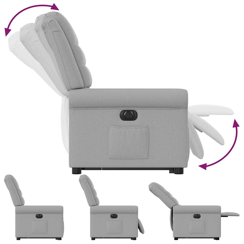 eldrevet lænestol med løftefunktion stof skygrå