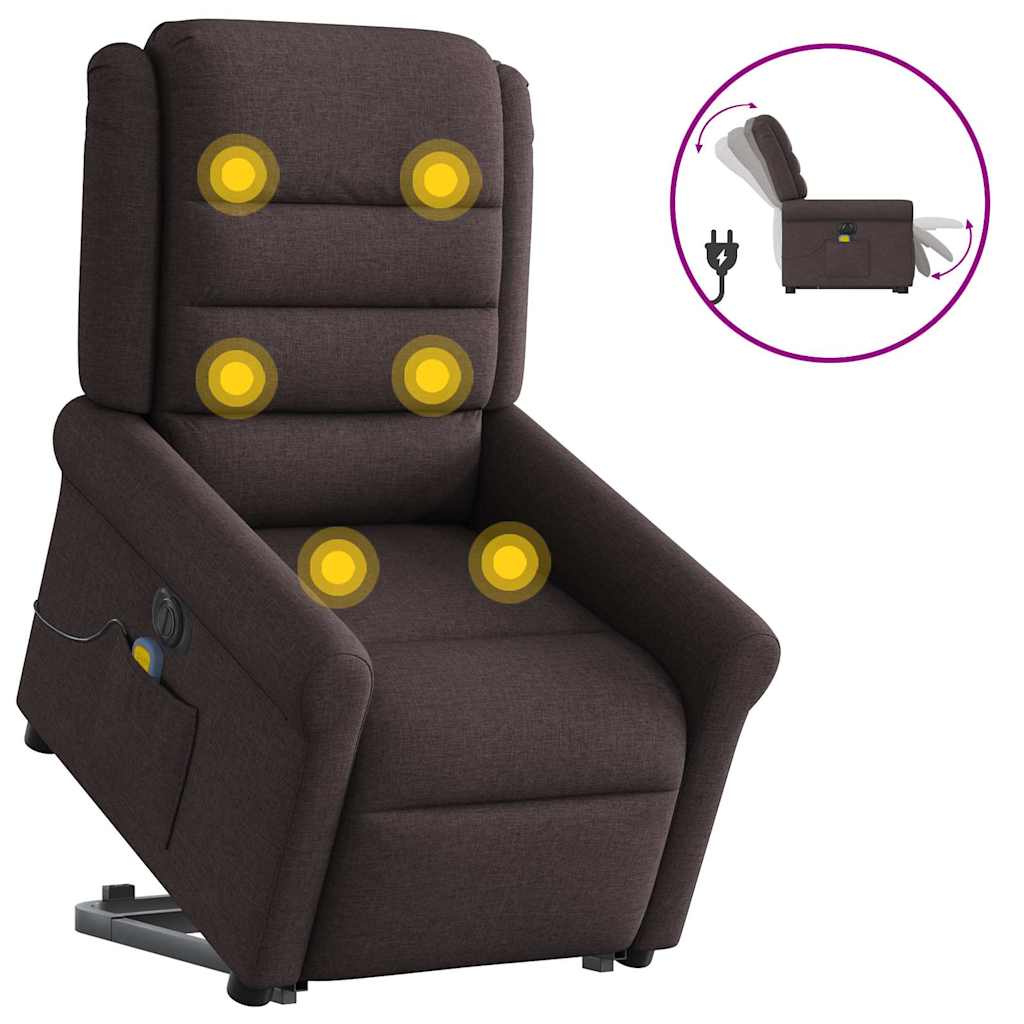 Mørkebrun elektrisk massagestol med løftefunktion