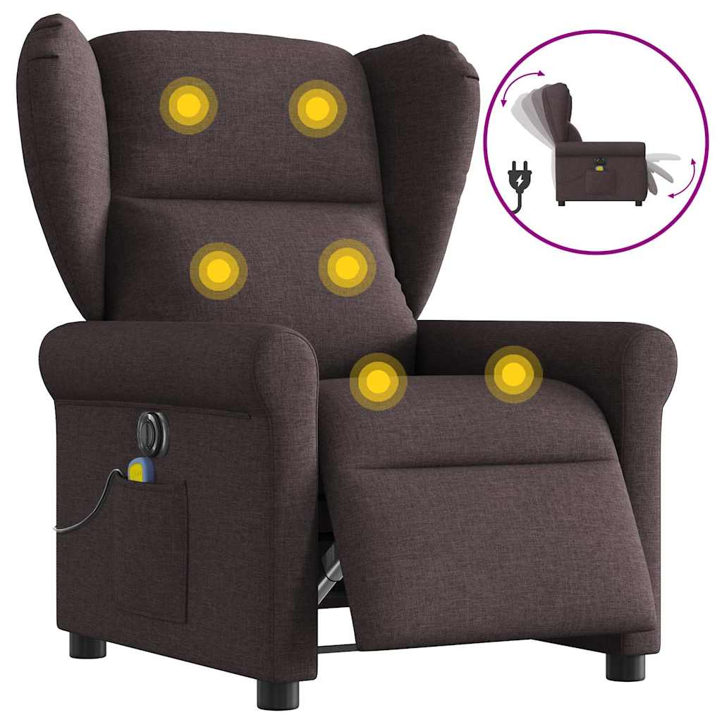 eldrevet massagestol stof mørkebrun