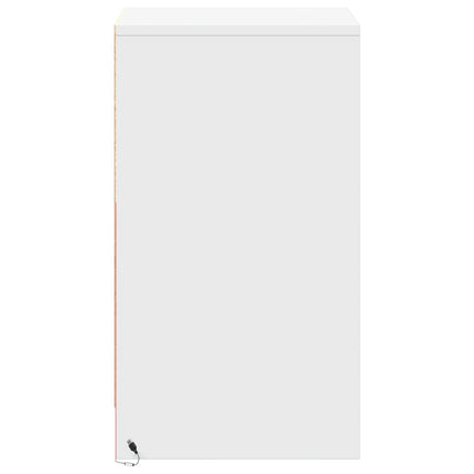 sengebord med LED-lys konstrueret træ hvid