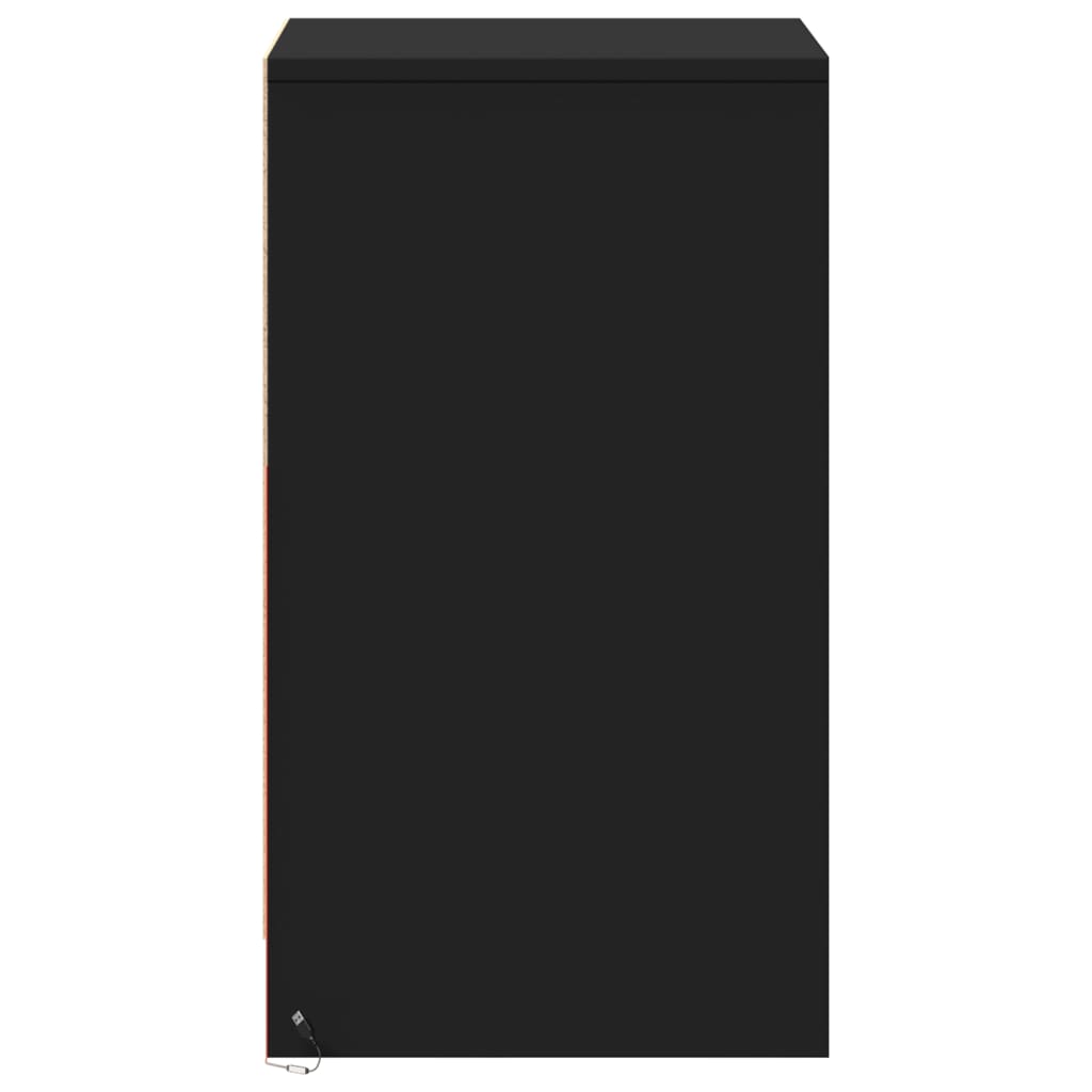 sengebord med LED-lys konstrueret træ sort