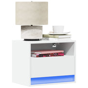 væghængte sengeborde 2 stk. med LED-lys hvid