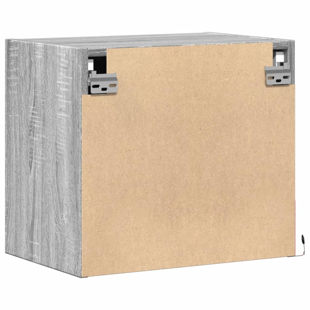 væghængte sengeborde 2 stk. med LED-lys grå sonoma-eg