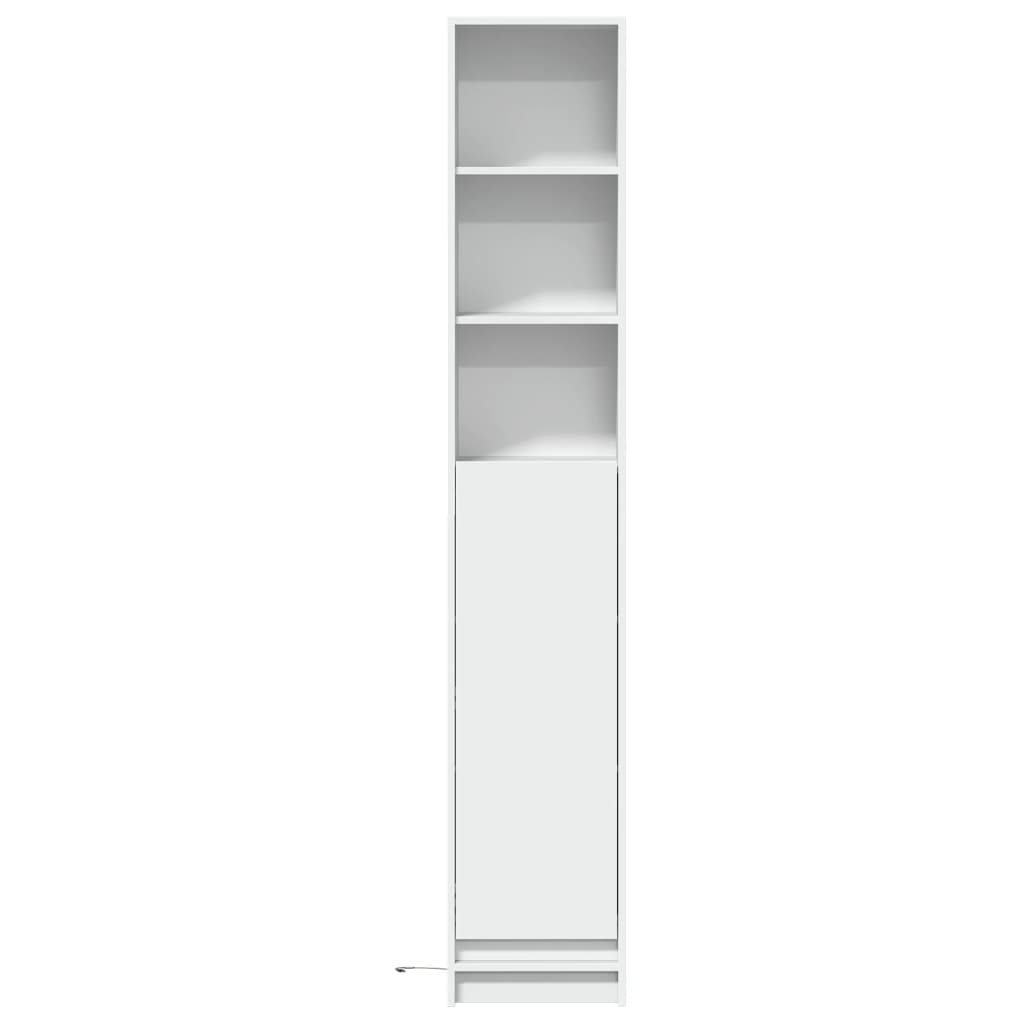 reol med LED-lys 36x32,5x200 cm konstrueret træ hvid