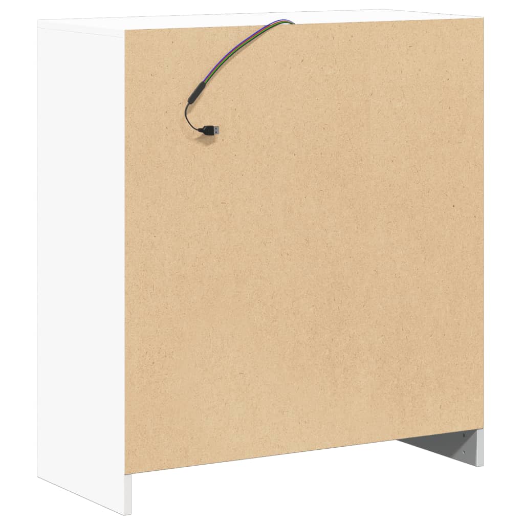 skænk med LED-lys 77x34x85 cm konstrueret træ hvid