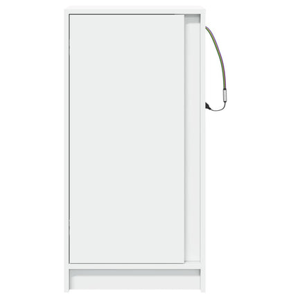 skænk med LED-lys 42,5x34x85 cm konstrueret træ hvid