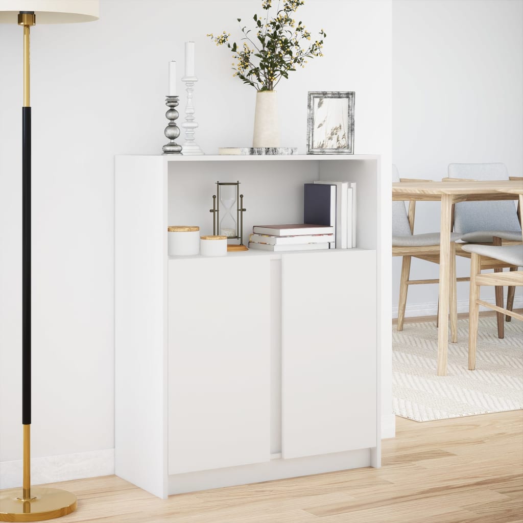 reol med LED 77x34x100 cm konstrueret træ hvid