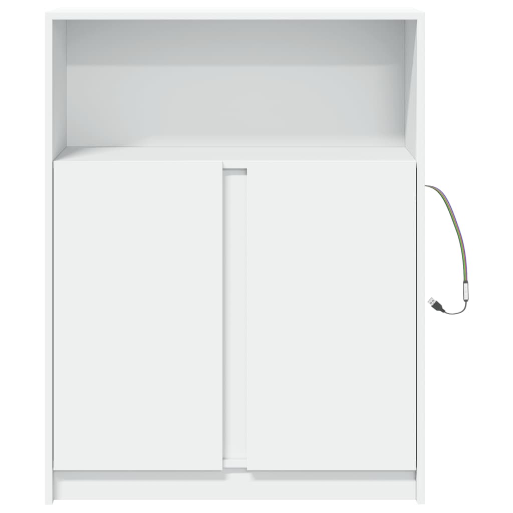 reol med LED 77x34x100 cm konstrueret træ hvid