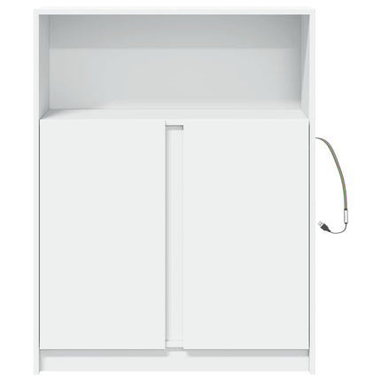 reol med LED 77x34x100 cm konstrueret træ hvid