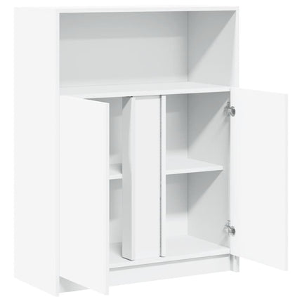 reol med LED 77x34x100 cm konstrueret træ hvid