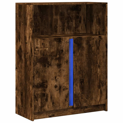 slab med LED 77x34x100 cm konstrueret træ røget egetræsfarve