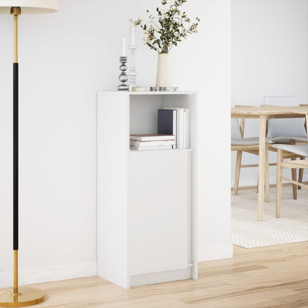 skænk med LED-lys 42,5x34x100 cm konstrueret træ hvid