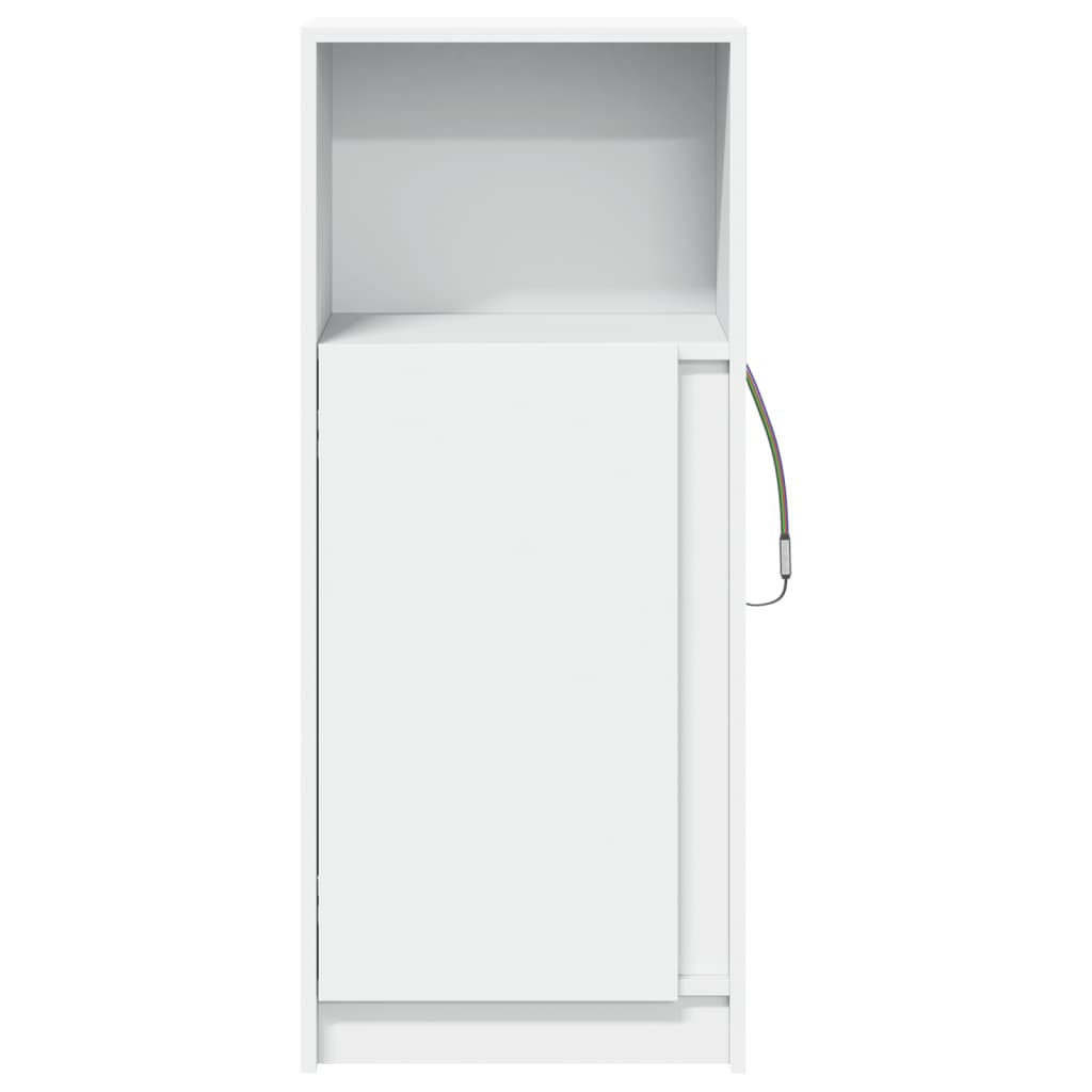 skænk med LED-lys 42,5x34x100 cm konstrueret træ hvid