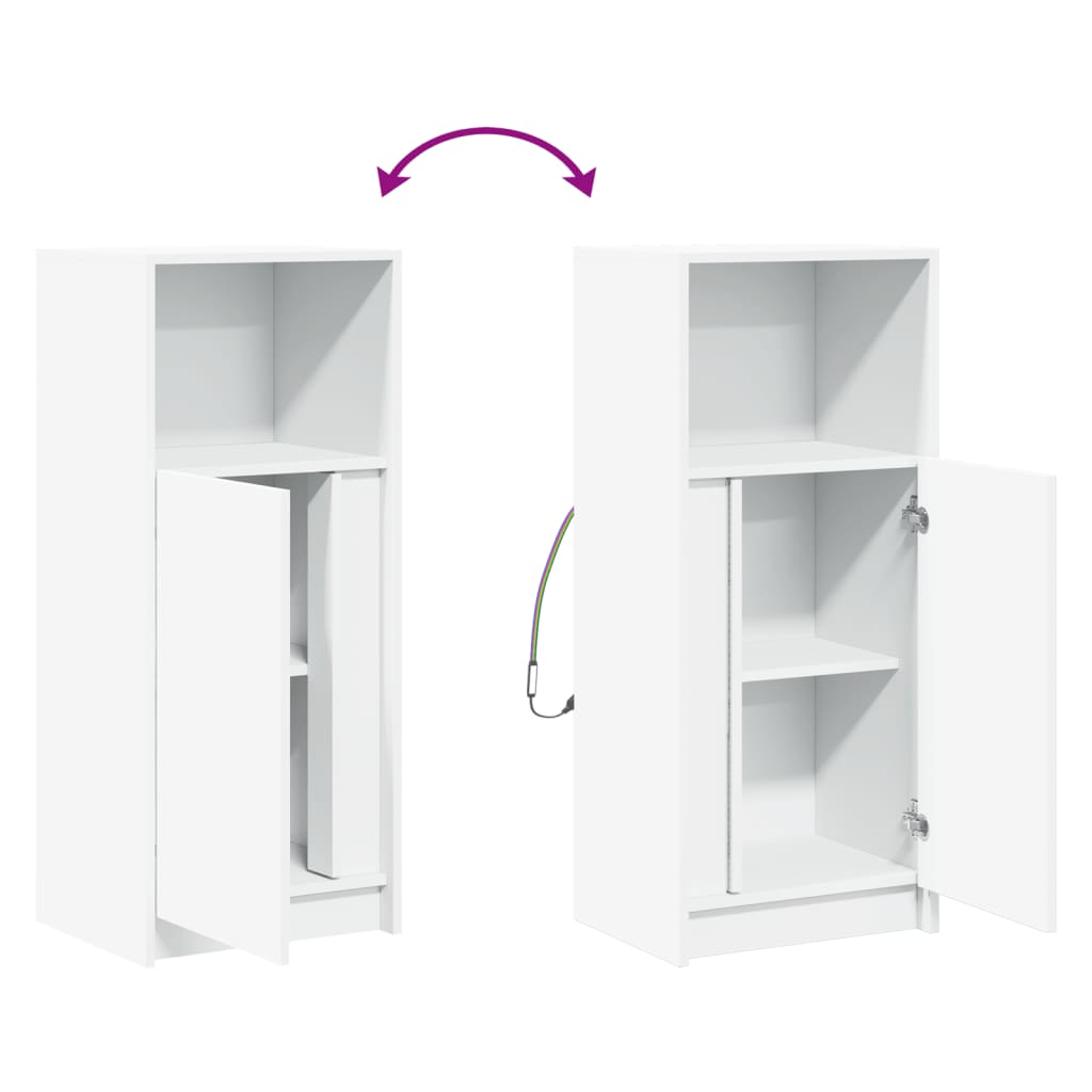 skænk med LED-lys 42,5x34x100 cm konstrueret træ hvid