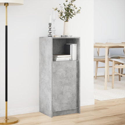 skab med LED-lys 42,5x34x100 cm konstrueret træ betongrå