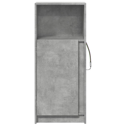 skab med LED-lys 42,5x34x100 cm konstrueret træ betongrå