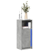 skab med LED-lys 42,5x34x100 cm konstrueret træ betongrå