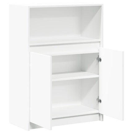 reol med LED 72x34x100 cm konstrueret træ hvid