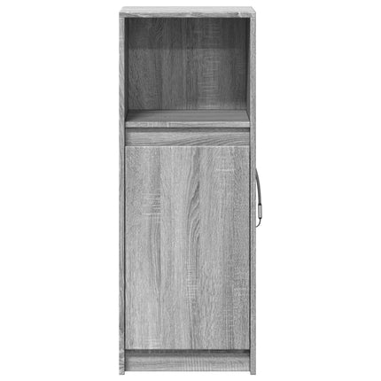 skab med LED 38x34x100 cm konstrueret træ grå sonoma-eg