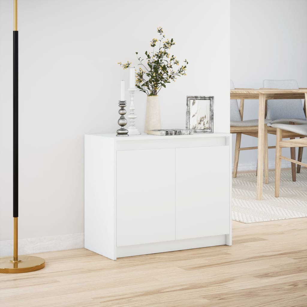 skænk med LED-lys 72x34x61 cm konstrueret træ hvid