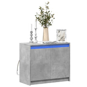 skab med LED-lys 72x34x61 cm konstrueret træ betongrå