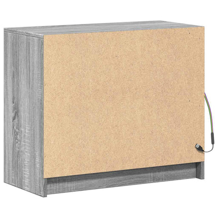 skab med LED-lys 72x34x61 cm konstrueret træ grå sonoma-eg