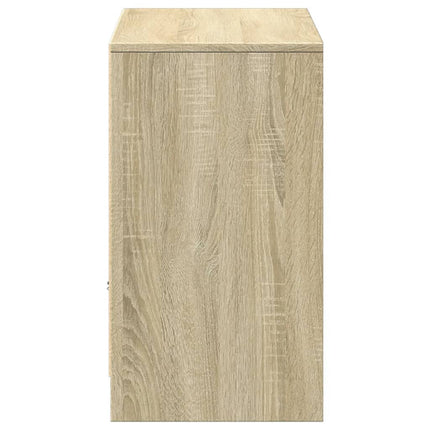 tv-bord med LED-lys 91x34x61 cm konstrueret træ sonoma-eg