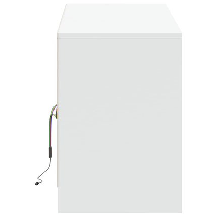 tv-bord med LED-lys 139,5x34x50 cm konstrueret træ hvid