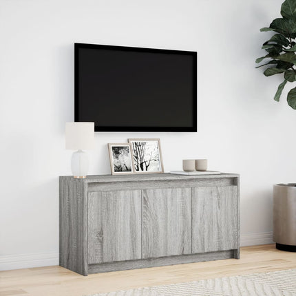 tv-bord m. LED-lys 100x34x50 cm konstrueret træ grå sonoma-eg