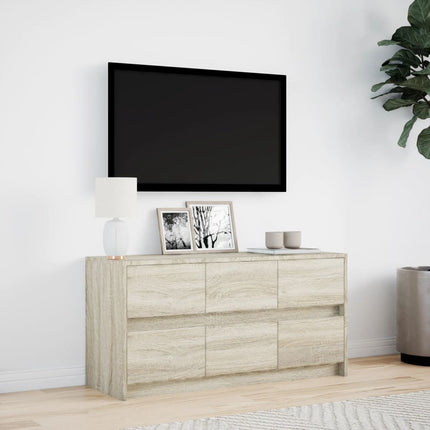 tv-bord med LED-lys 100x34x50 cm konstrueret træ sonoma-eg