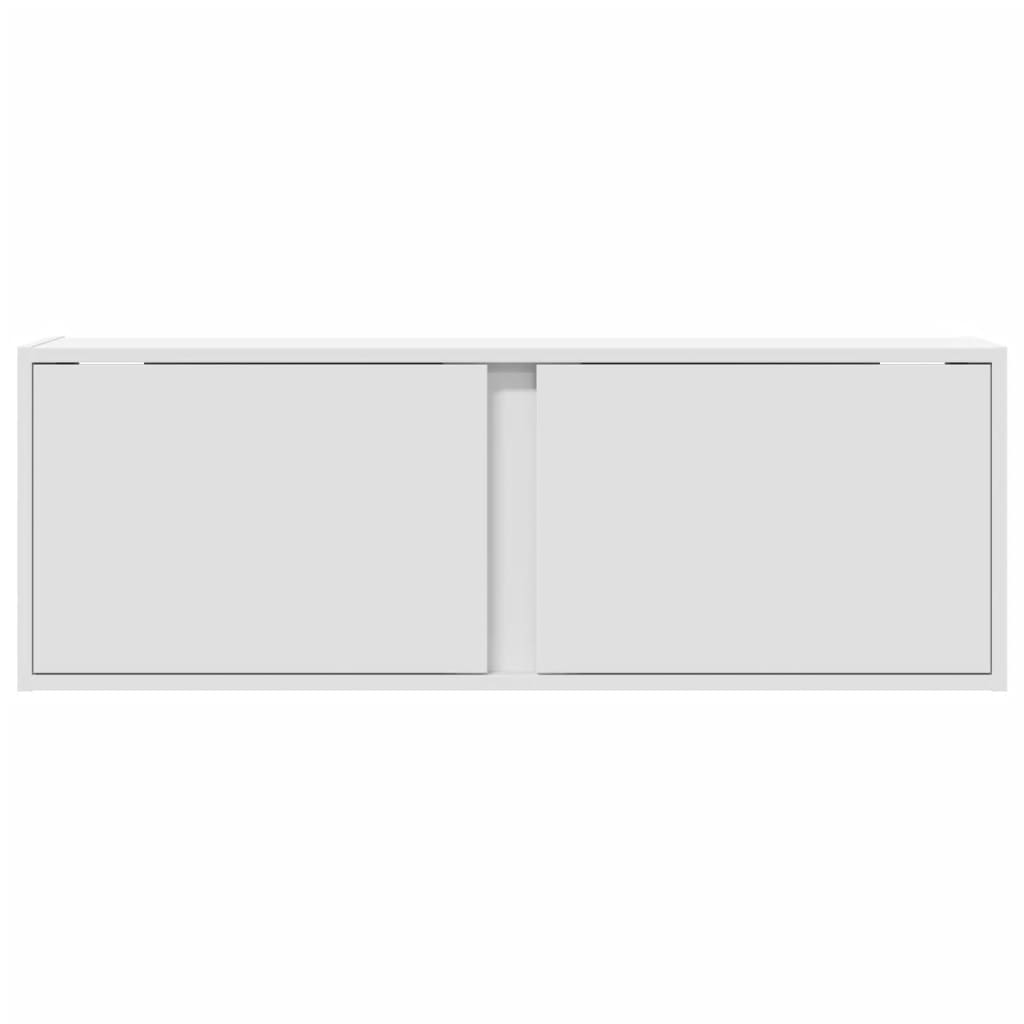 væghængt tv-bord med LED-lys 100x31x35 cm hvid