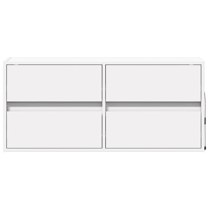 væghængt tv-bord med LED-lys 100x31x45 cm hvid