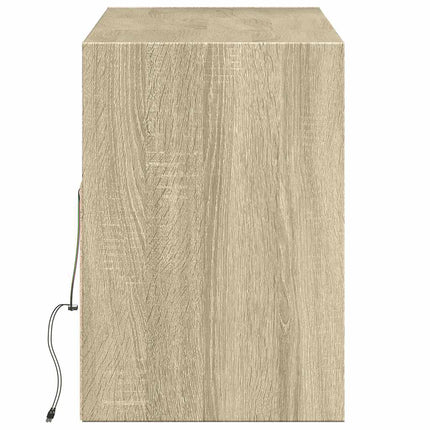 væghængt tv-bord med LED-lys 130x31x45 cm sonoma-eg