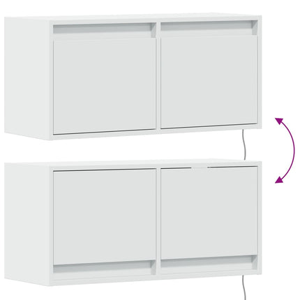 væghængt tv-bord med LED-lys 80x31x35 cm hvid