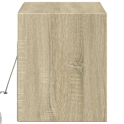 væghængt tv-bord med LED-lys 100x31x35 cm sonoma-eg